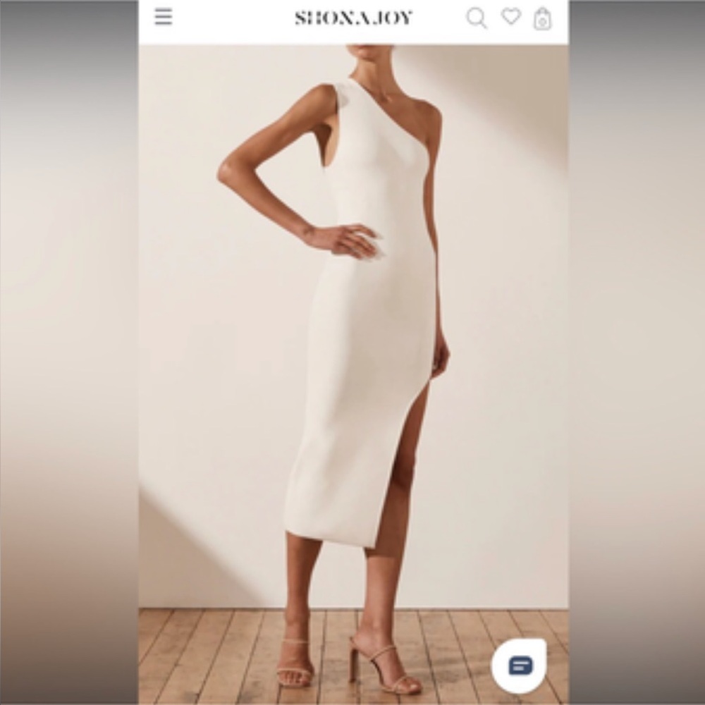 Shona Joy One Shoulder Midi dress White Size Medium Wedding Stretchy Feminine